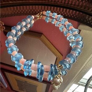 Enchanted Sea Sterling Octopus Pearl Pendant Frosted Glass and Pearl Necklace